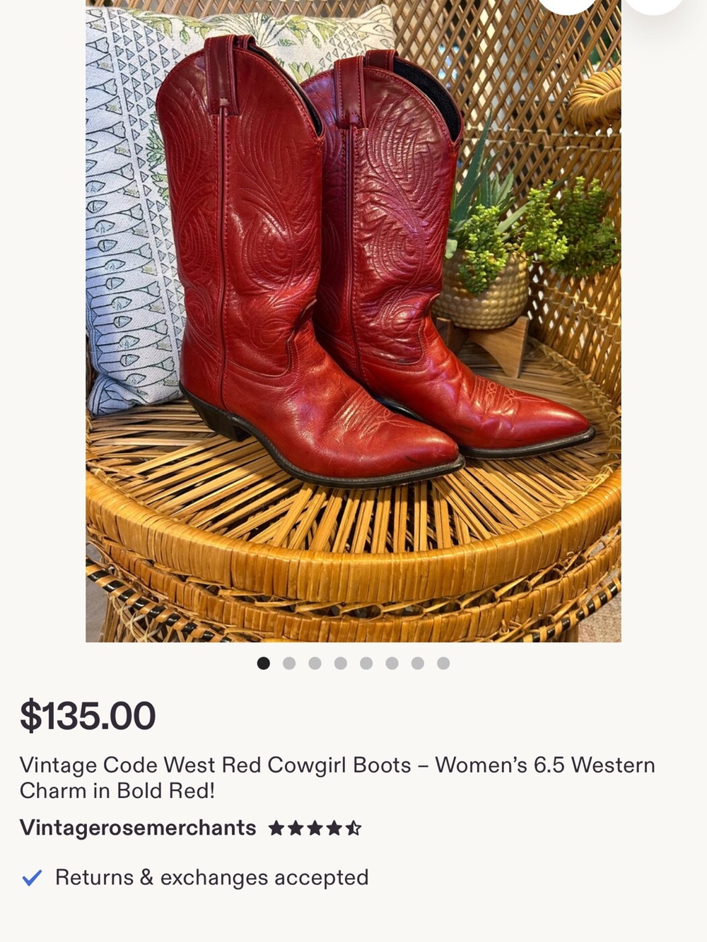 Vintage Code West Red Cowboy Boots - Picture 8 of 8